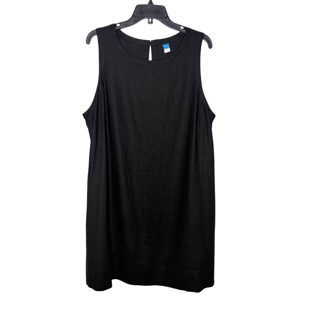 Old Navy Sleeveless Mini Shift Dress Sz XL Black Linen Blend Neutral Minimalist